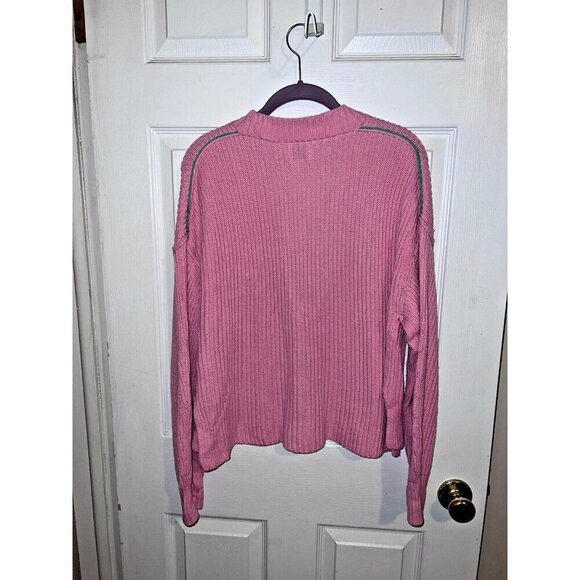 BDG Urban Outfitters Pink Cotton Blend Knit Oversized Cardigan Sweater Sz S - Picture 8 of 13